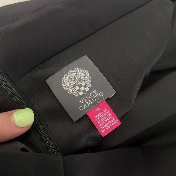 Vince camuto NWOT black fold off the shoulder midi cocktail dress - Picture 16 of 16